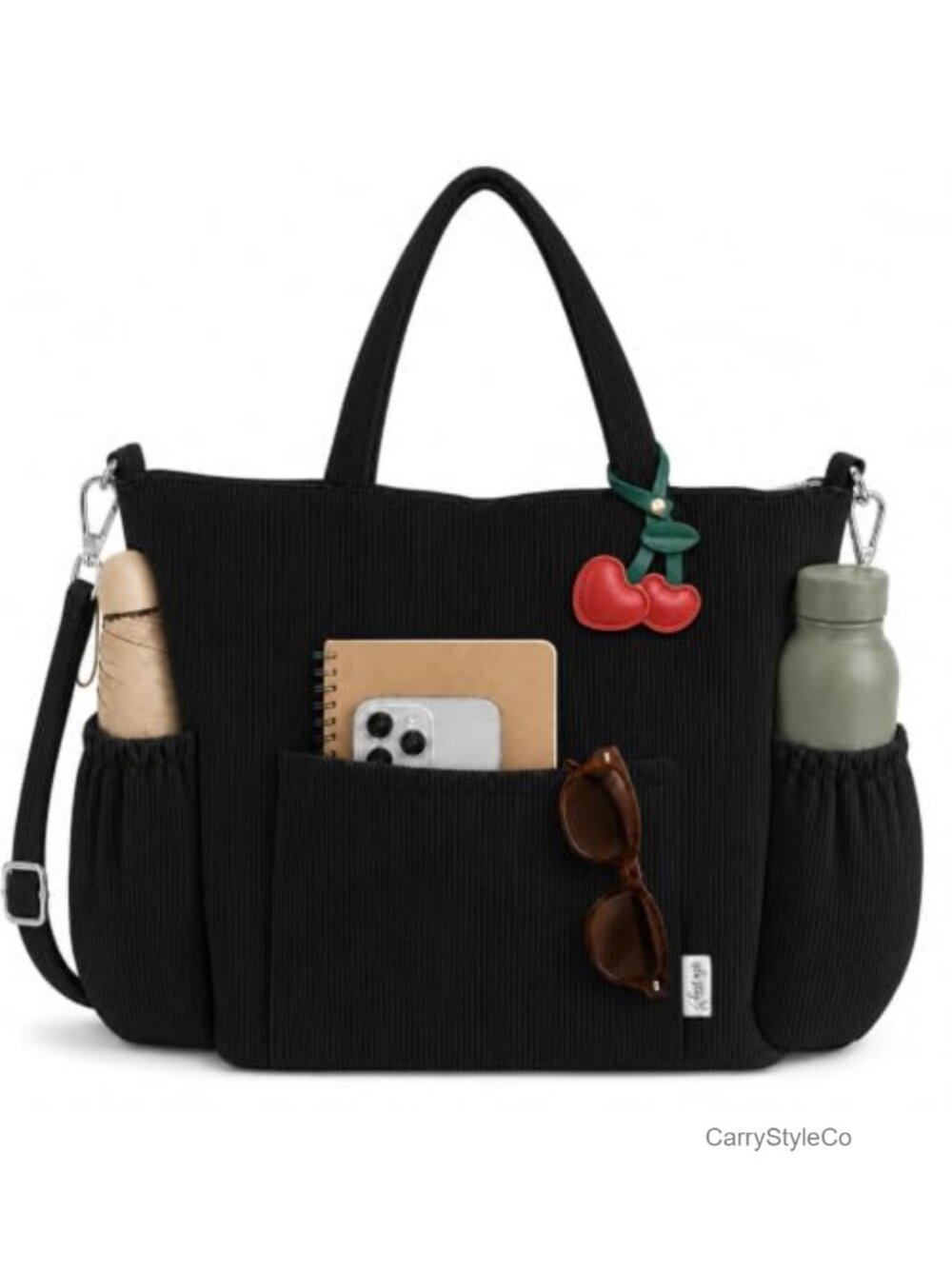 Corduroy Tote Bag Multi-Pocket 15in Laptop Work Travel
